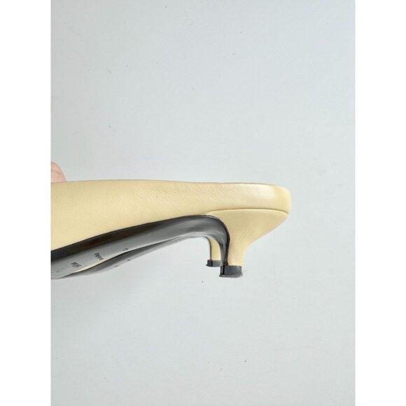 TOTEME Butter Yellow Leather Square Toe Kitten Heel Mules Slides, Size 37 - Picture 8 of 16